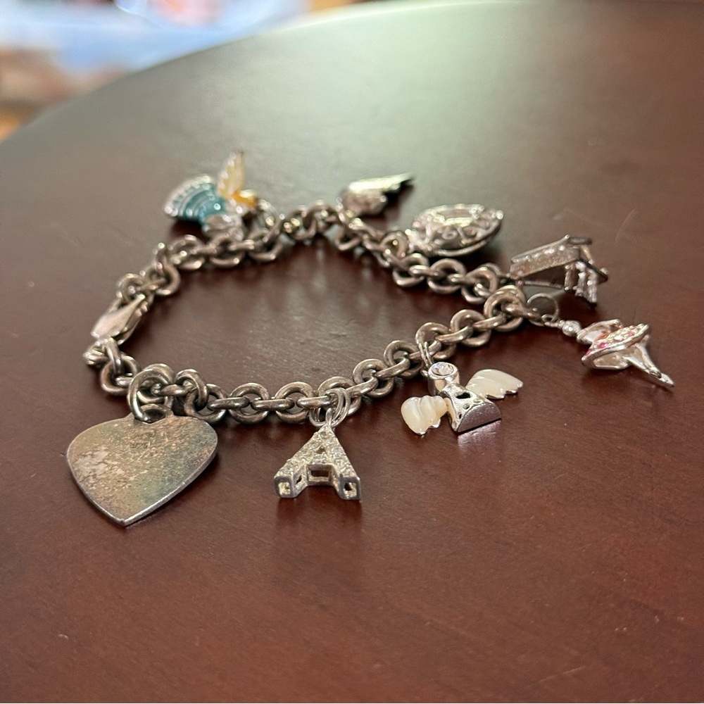 Vintage Sterling Silver 925 Charm Bracelet with 8 925 Charms